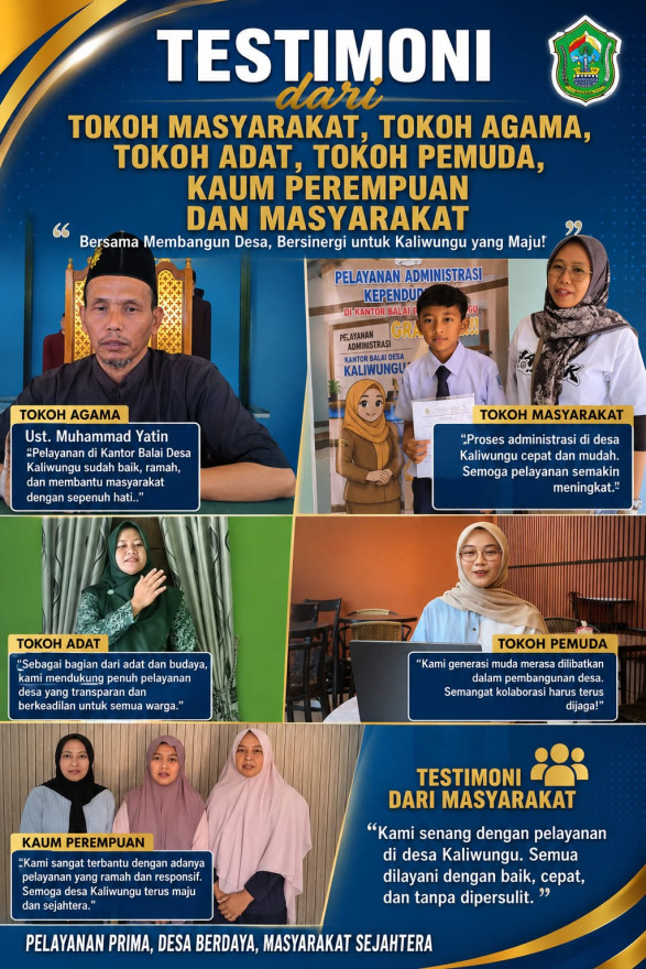 Testimoni Tokoh Masyarakat, Tokoh Agama, Tokoh Adat, Tokoh Pemuda, Kaum Perempuan, dan Masyarakat Desa Kaliwungu